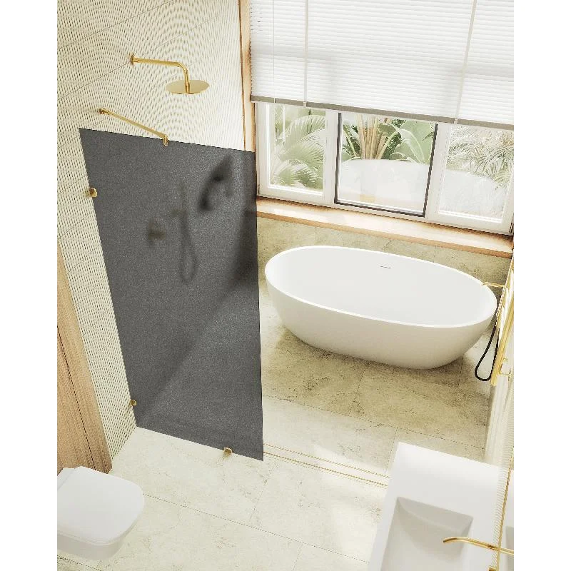 Душевая перегородка MaybahGlass MGD-271-3 79x195, стекло графит матовый 8 мм, профиль золото
