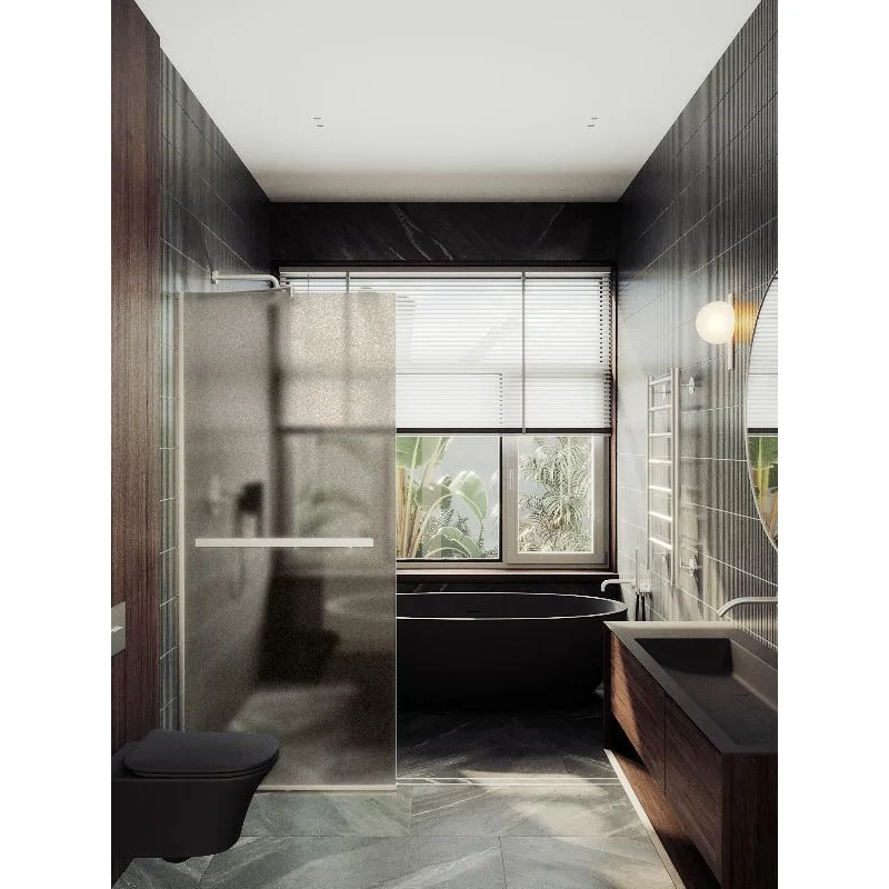 Душевая перегородка Maybah Glass MGD-728-5у 790x1950 в узком профиле Хром матовый стекло бронзовое матовое