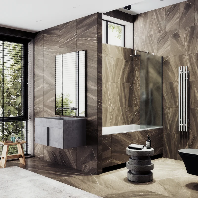 Шторка на ванну Maybah Glass MGV-91-5ш 500x1400 в широком профиле Хром матовый стекло сатиновое