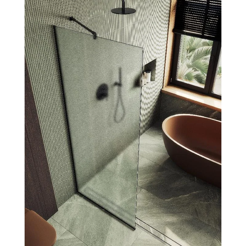 Душевая перегородка Maybah Glass MGD-700-6у 790x1950 в узком профиле Черный стекло сатиновое