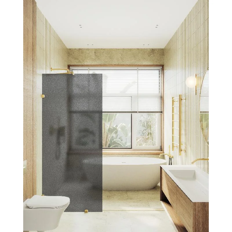 Душевая перегородка MaybahGlass MGD-271-3 79x195, стекло графит матовый 8 мм, профиль золото