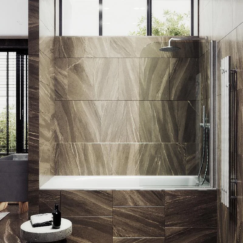 Шторка на ванну Maybah Glass MGV-599-5 700x1400 поворотная на монопетле Хром матовый стекло прозрачное