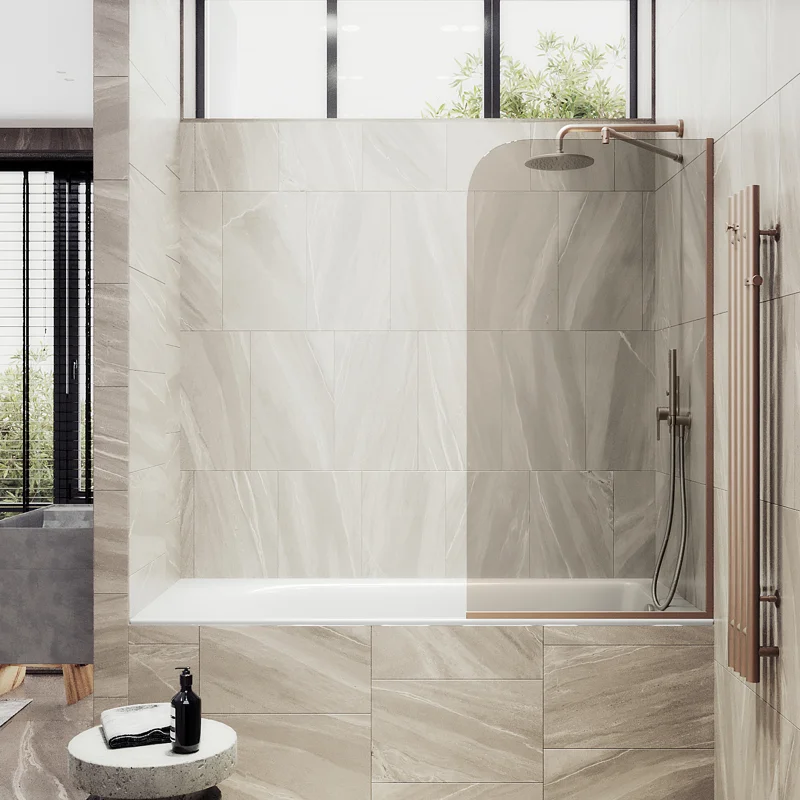 Шторка на ванну Maybah Glass MGV-67-2у 500x1400 в узком профиле Бронза стекло бронзовое