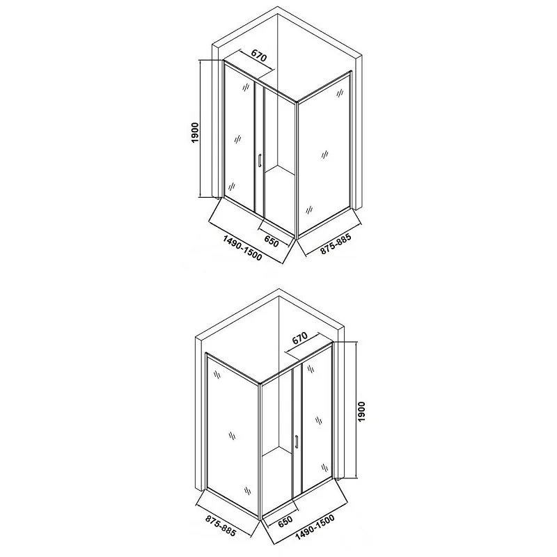 Orange E23-15090TB душевой уголок без поддона с раздвижной дверкой, матовый черный