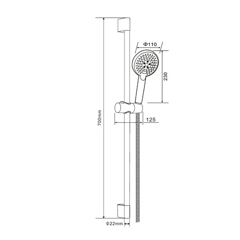 Orange O-Shower OS802cr Душевой гарнитур, штанга 700 мм, лейка 3 режима, шланг 1,5 м, хром