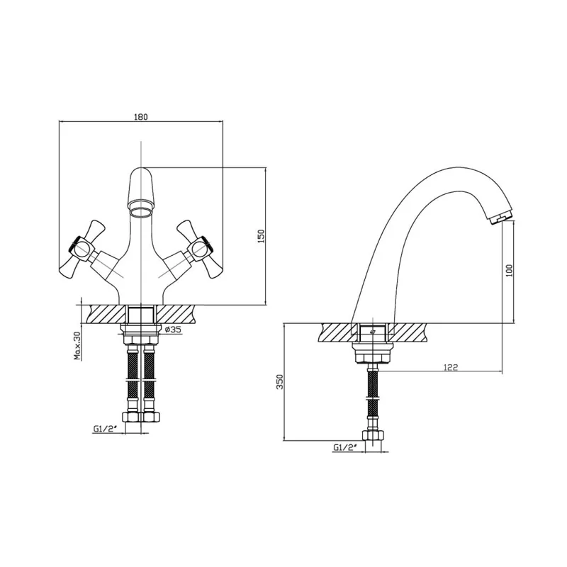 Orange Classic Pro M72-021cr смеситель для раковины двухвентильный, хром