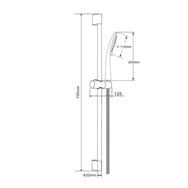 Orange O-Shower OS805cr Душевой гарнитур, штанга 700 мм, лейка 3 режима, шланг 1,5 м, хром