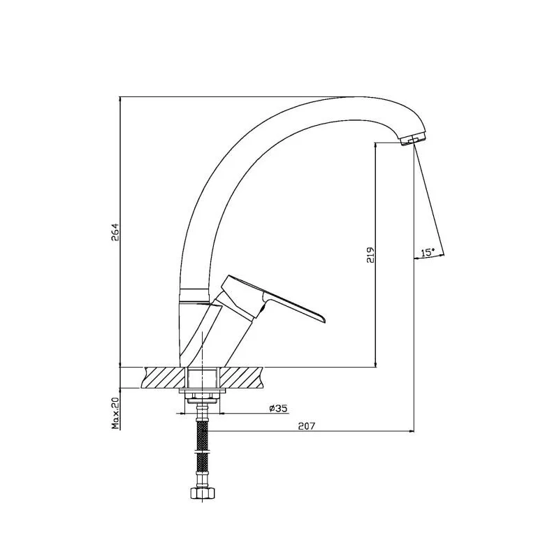 Orange Prim M42-002cr смеситель для кухни однорычажный, хром