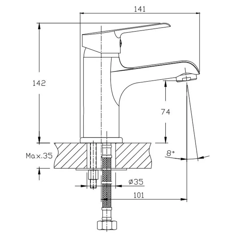 Orange Prim M42-021cr смеситель для раковины однорычажный, хром