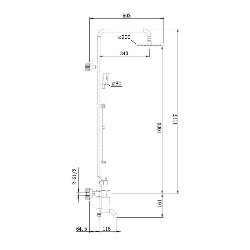 Душевая система Orange Steel M99-911ni смеситель с изливом, никель