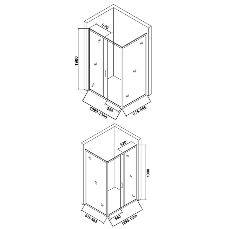 Orange E23-13090TB душевой уголок без поддона с раздвижной дверкой, матовый черный
