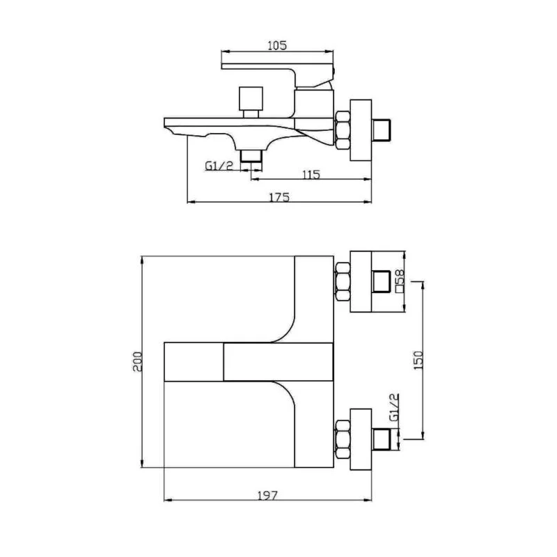 Orange Lutz M04-100w смеситель для ванны/душа однорычажный, белый