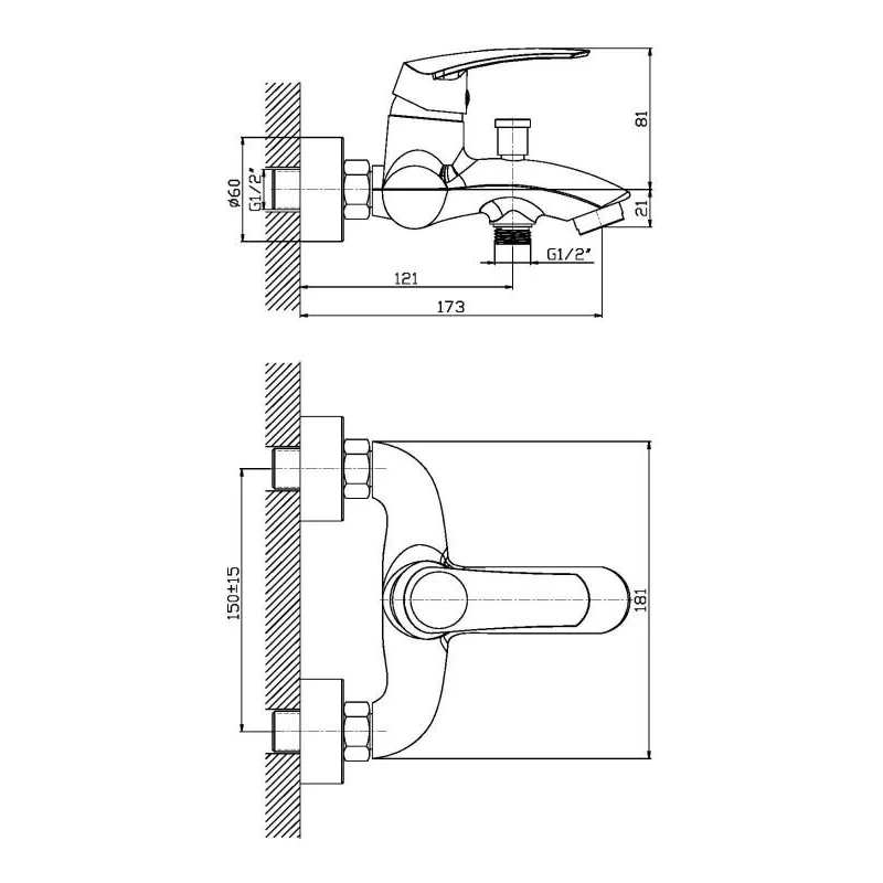 Orange Alfi M18-100cr смеситель для ванны/душа однорычажный, хром