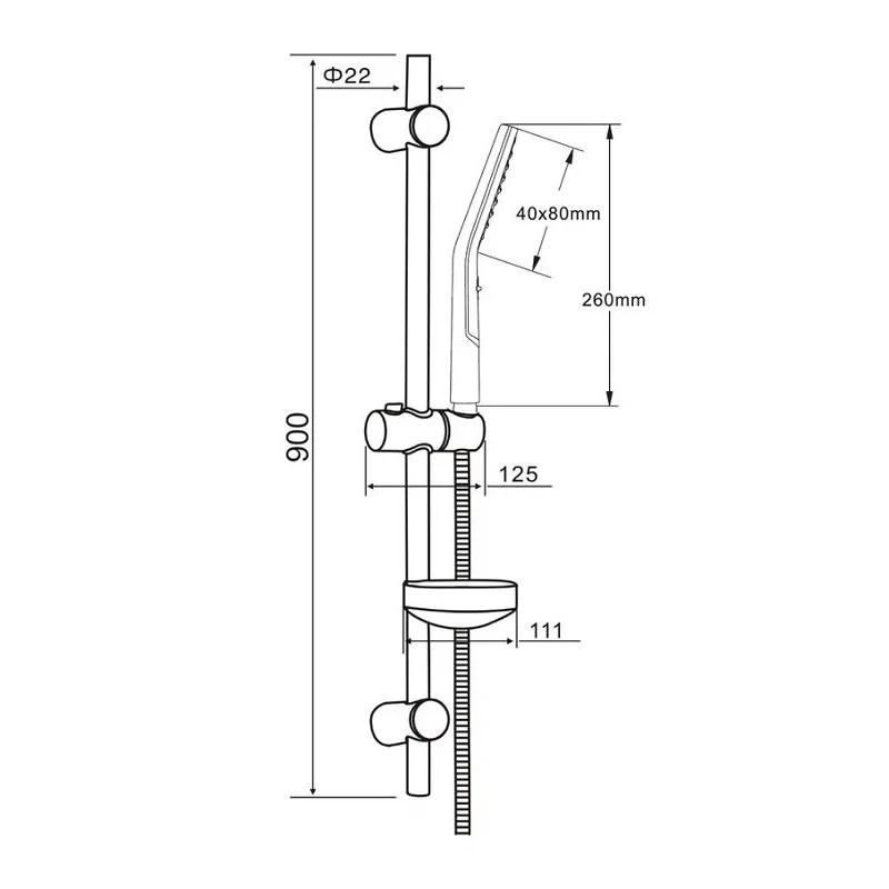 Orange O-Shower OS910cr Душевой гарнитур, штанга 900 мм, лейка 2 режима, шланг 1,5 м, хром