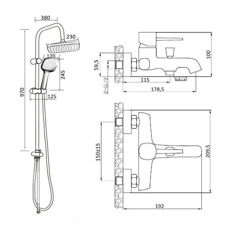 Orange Karl M05-934w душевая система смеситель с изливом, белый
