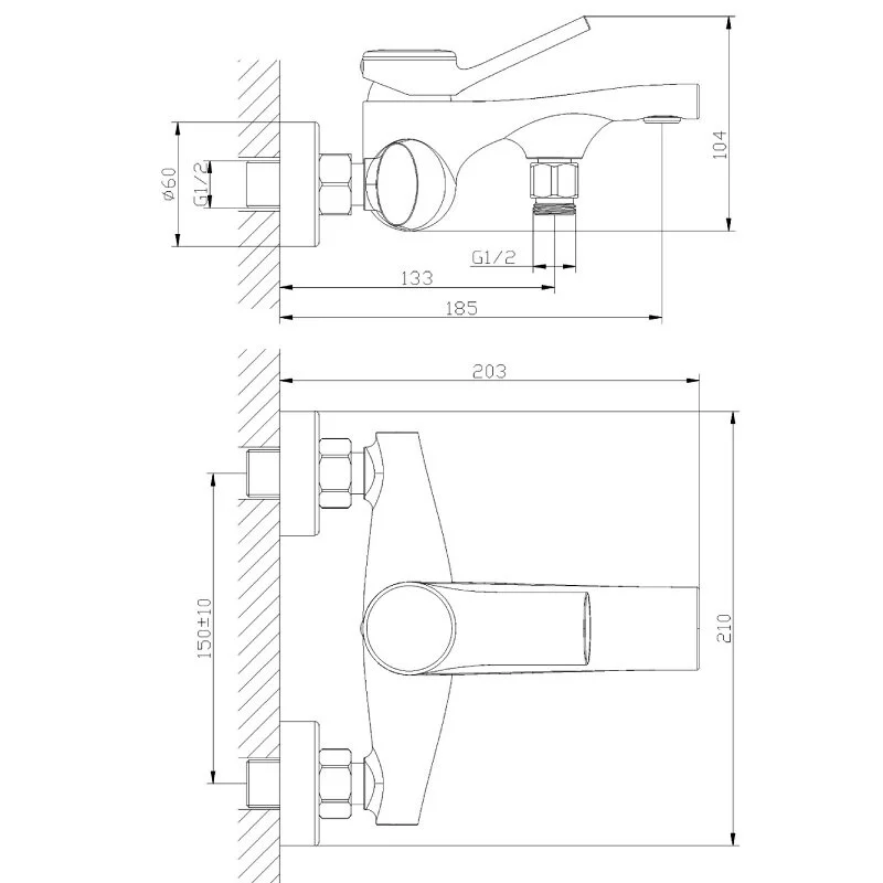 Orange Organic M27-100cr смеситель для ванны/душа однорычажный, хром