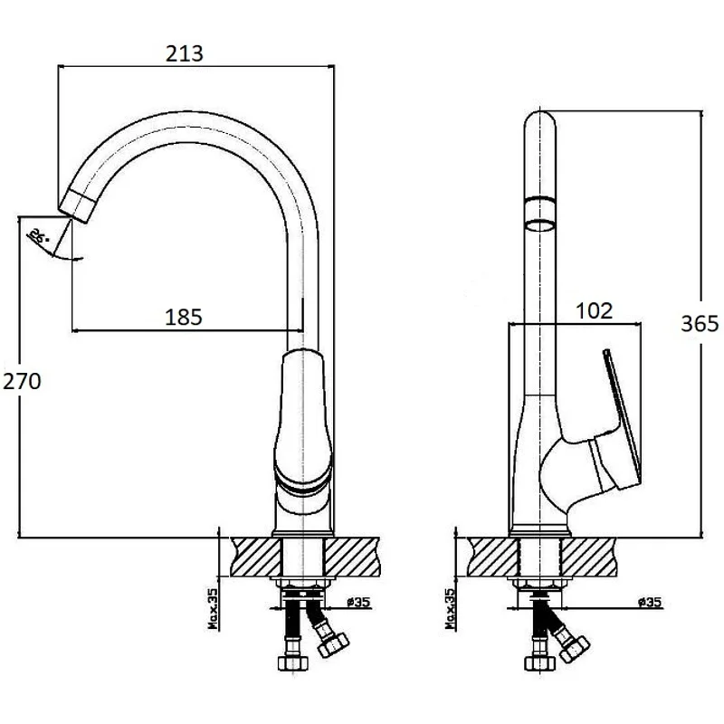 Orange Sofi M43-001cr смеситель для кухни однорычажный, хром