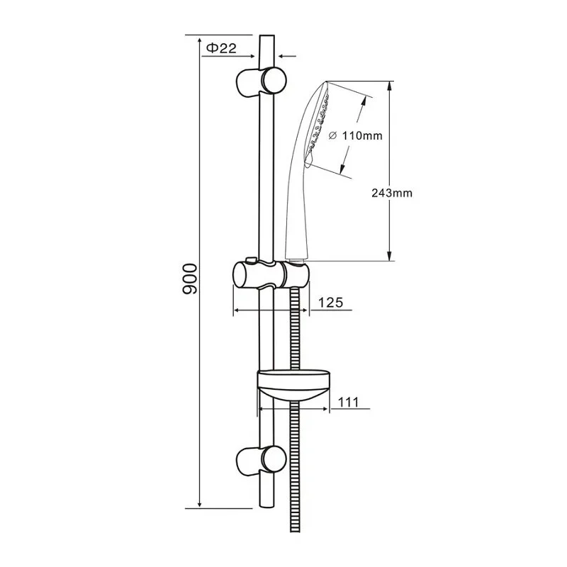 Orange O-Shower OS905cr Душевой гарнитур, штанга 900 мм, лейка 3 режима, шланг 1,5 м, хром
