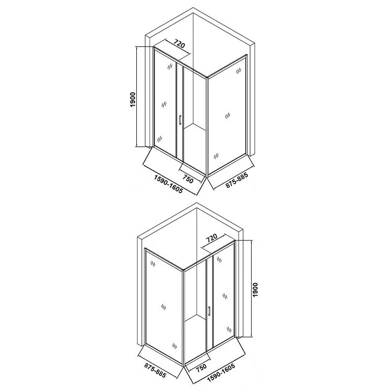 Orange E23-16090TB душевой уголок без поддона с раздвижной дверкой, матовый черный