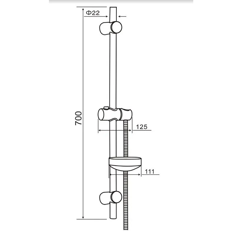 Orange ORANGE OS7B Душевая штанга 700 мм VARIO, шланг 1,5 м, черный