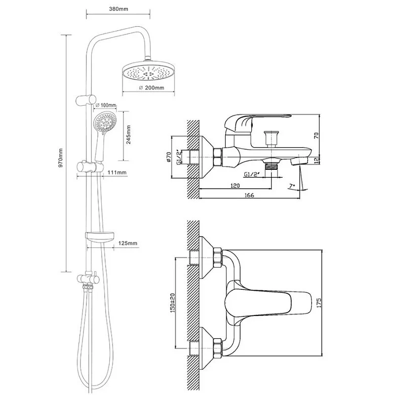 Orange Iris M41-913cr Душевая система с однорычажным смесителем для ванны/душа, хром
