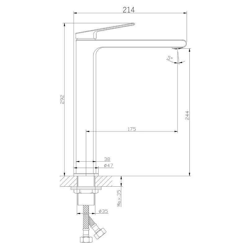 Orange Gauss M30-121b смеситель для накладной раковины однорычажный высокий, черный