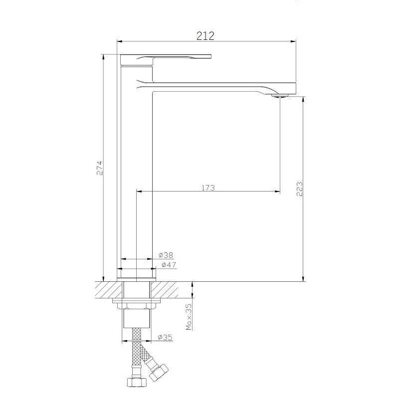 Orange Vesper M10-121cr смеситель для накладной раковины однорычажный высокий, хром