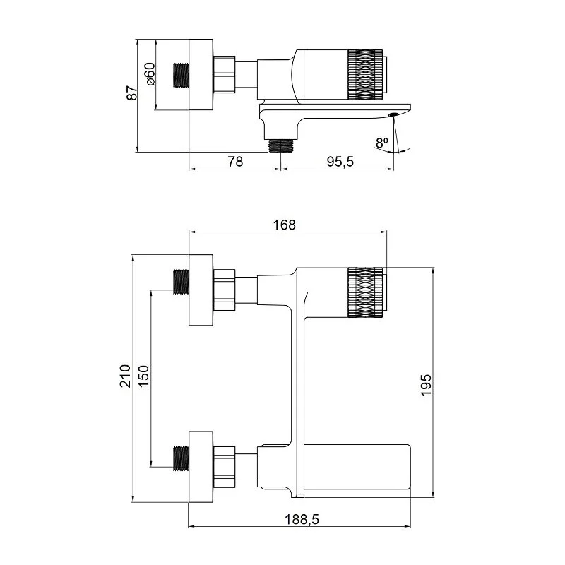 Orange Push M01-100cr смеситель для ванны/душа кнопочный, хром