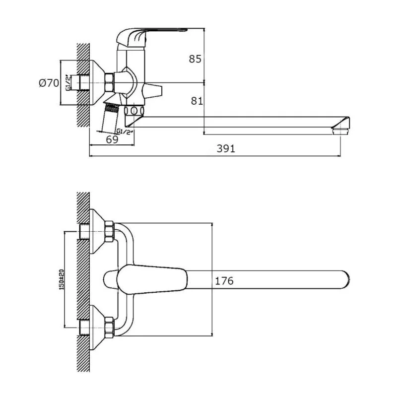 Orange Iris M41-211cr смеситель для ванны однорычажный универсальный с душевым набором, хром