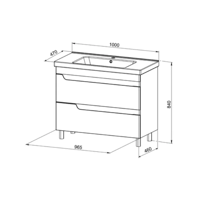 Тумба с раковиной Orange TOPLINE-Milano TMR100+RA напольная, белый глянец
