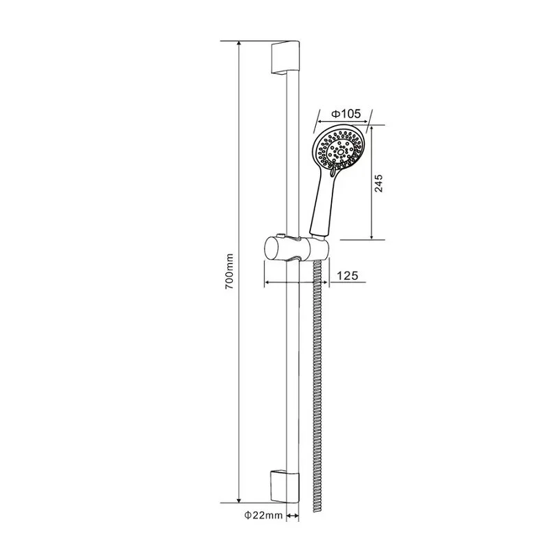 Orange O-Shower OS801cr Душевой гарнитур, штанга 700 мм, лейка 5 режимов, шланг 1,5 м, хром