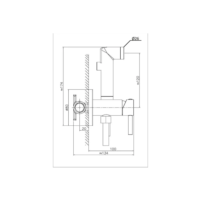 Orange Karl M05-888b смеситель для душа однорычажный встраиваемый с гигиеническим набором, черный