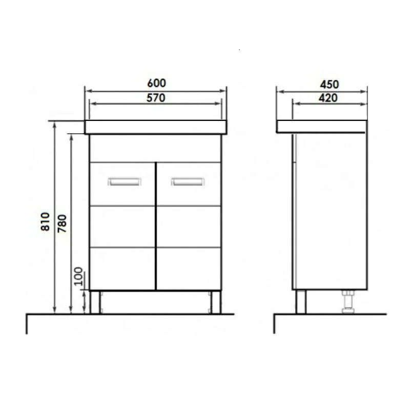 Тумба с раковиной Orange Таис Ta-60TUW+RA напольная, белый