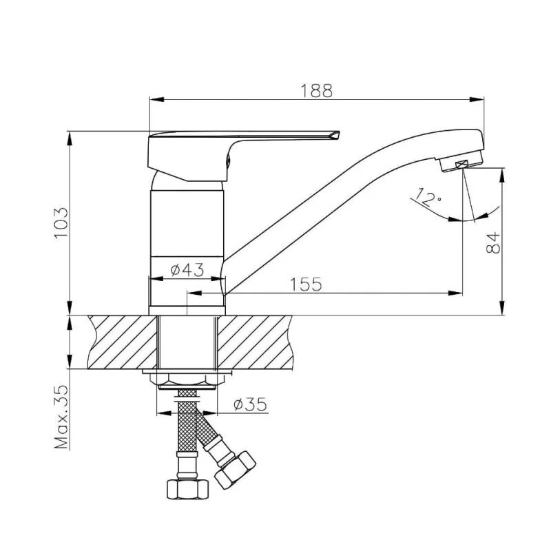Orange Sofi M43-011cr смеситель для кухни однорычажный, хром