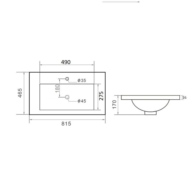 Раковина Orange B03-800w встраиваемая, белый