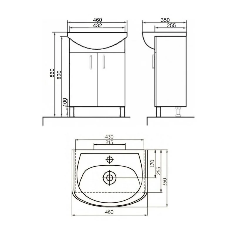 Orange Лайт LA-45TUW+RA Тумба напольная с раковиной, белый
