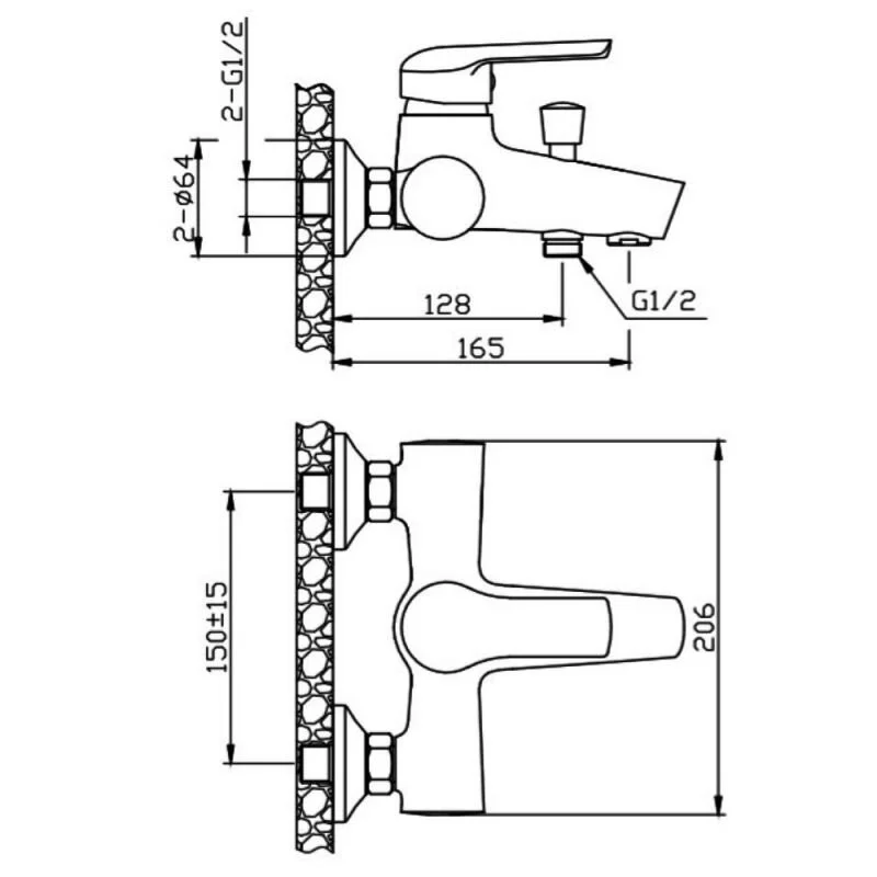 Orange Tony M54-100cr смеситель для ванны/душа однорычажный, хром