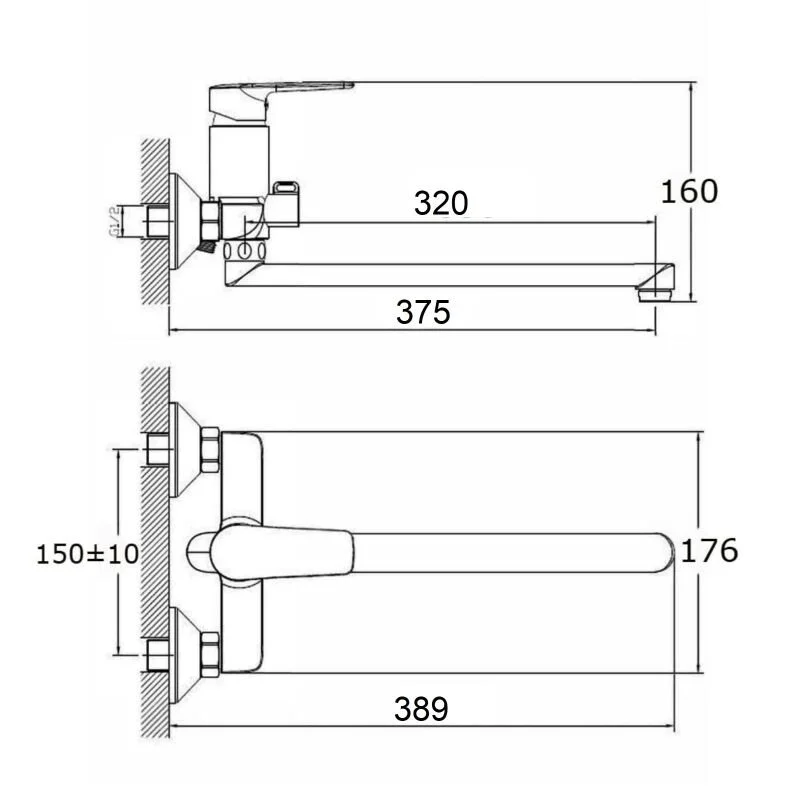 Orange Sofi 2.0 M46-211cr смеситель для ванны однорычажный универсальный с душевым набором, хром