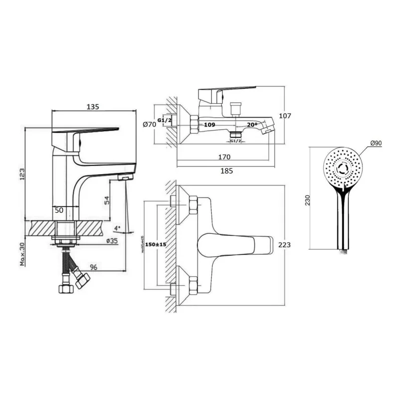 Набор смесителей с душ.набором Orange Loop M26-311w белый