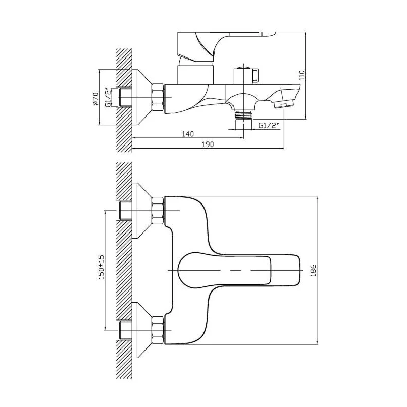 Orange Aristo M19-100cr смеситель для ванны/душа однорычажный, хром