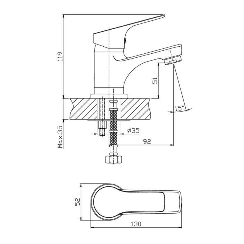 Orange Dia M45-021cr смеситель для раковины однорычажный, хром