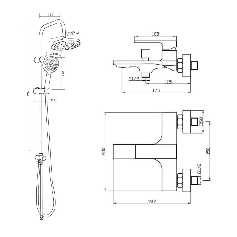 Orange Lutz M04-932w душевая система смеситель с изливом, белый