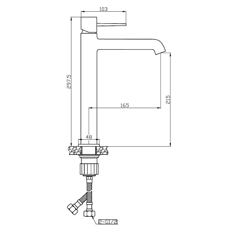 Orange Karl M05-121b смеситель для накладной раковины однорычажный высокий, черный