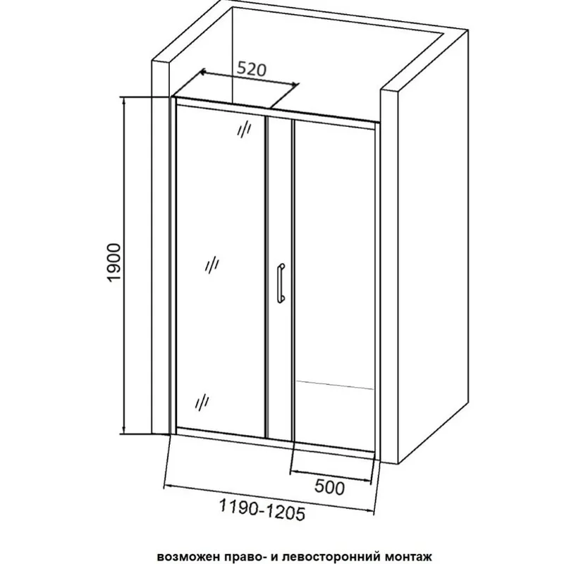 Orange E02-120TGG душевое ограждение в нишу с раздвижной дверкой, матовый серый