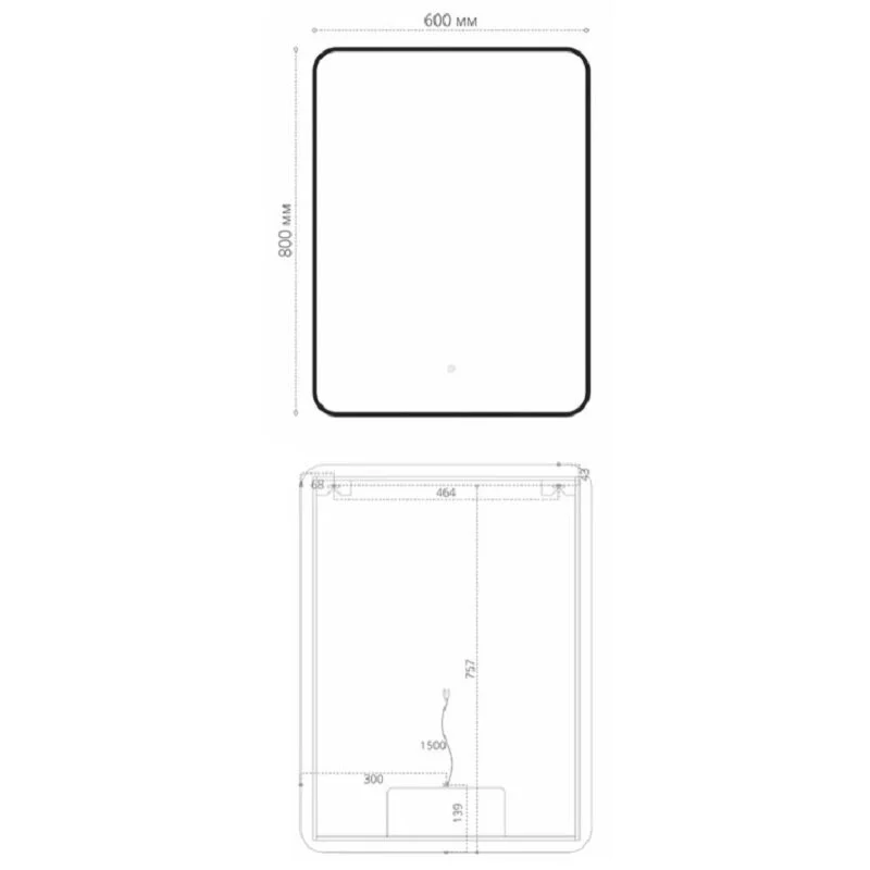 Orange Black BL-60ZE зеркало с LED подсветкой и сенсорной кнопкой, черный