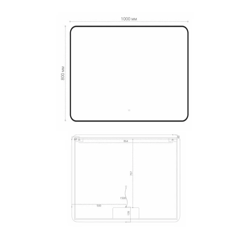 Orange Black BL-100ZE зеркало с LED подсветкой и сенсорной кнопкой, черный