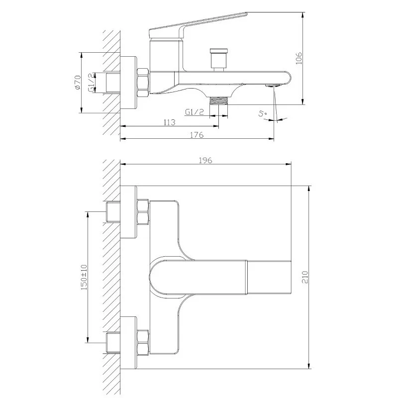 Orange Gauss M30-100b смеситель для ванны/душа однорычажный, черный