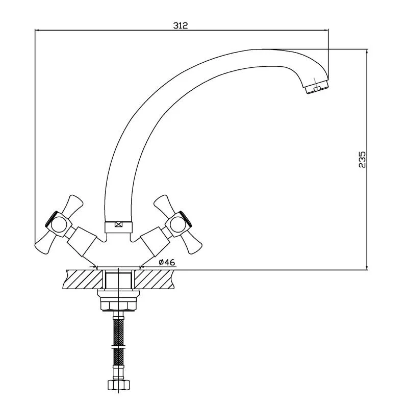 Orange Classic Pro M72-002cr смеситель для кухни двухвентильный, хром