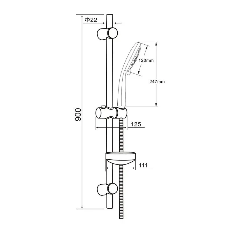 Orange O-Shower OS906cr Душевой гарнитур, штанга 900 мм, лейка 3 режима, шланг 1,5 м, хром