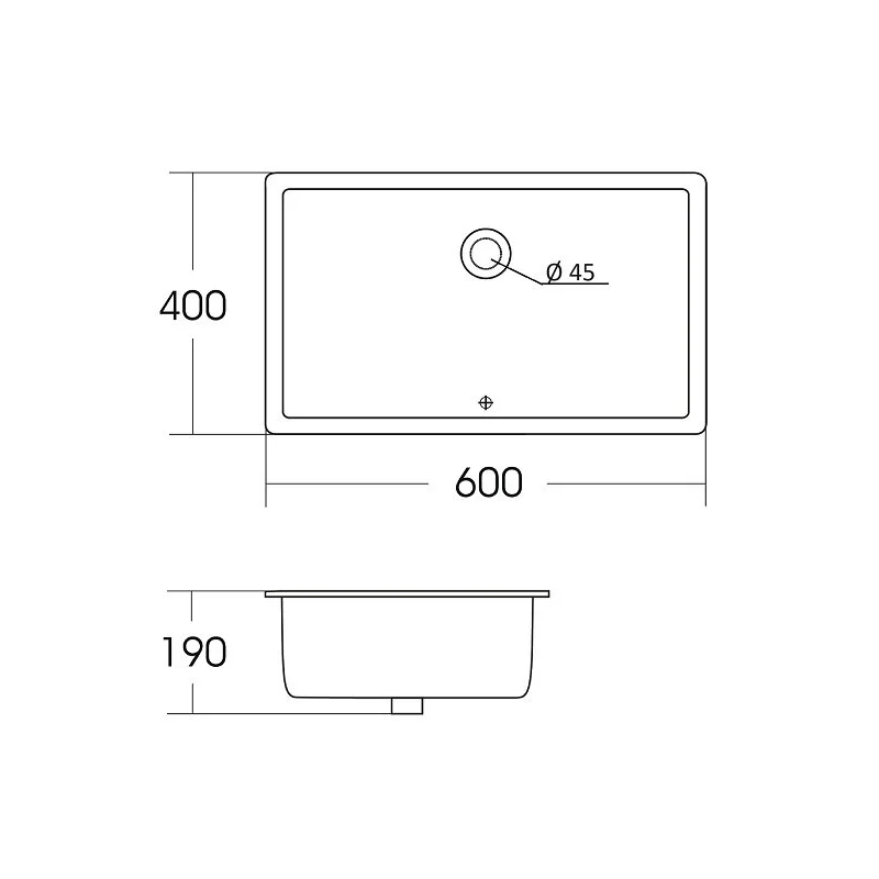 Orange B02-600W раковина встраиваемая снизу санфарфор, белый глянец